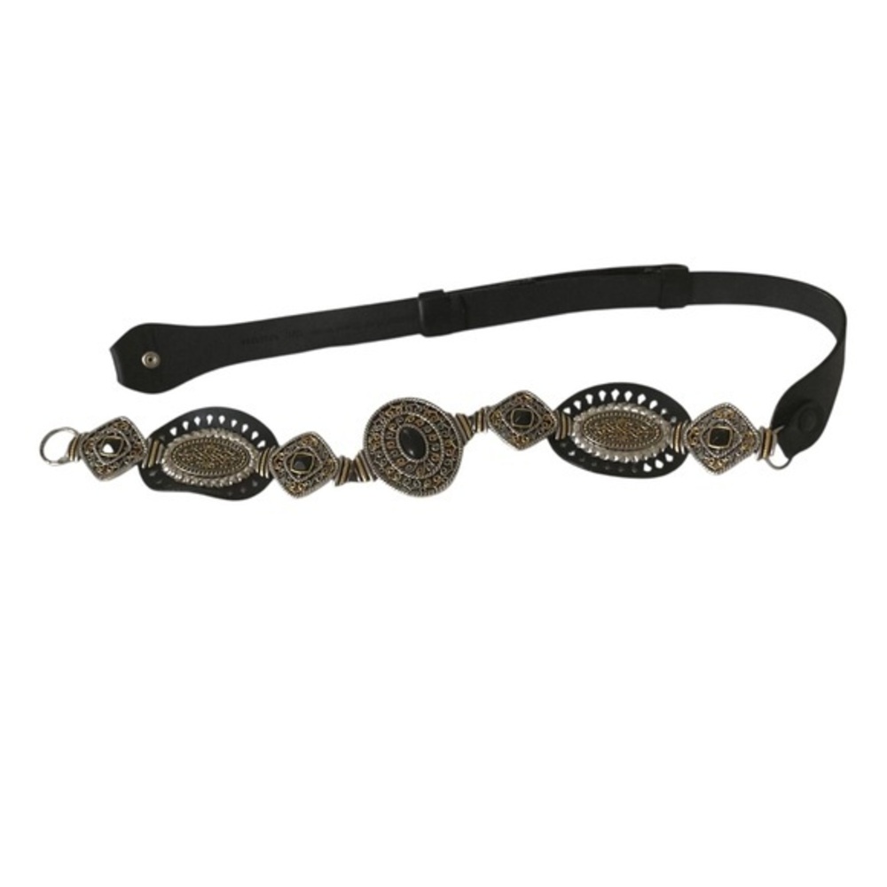 Chico's Statement Medallion Leather Belt Boho Western Style M/L